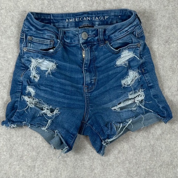 American Eagle Outfitters Pants - American Eagle Denim Shorts Womens 4 Blue Good Distressed Next Level Stretch